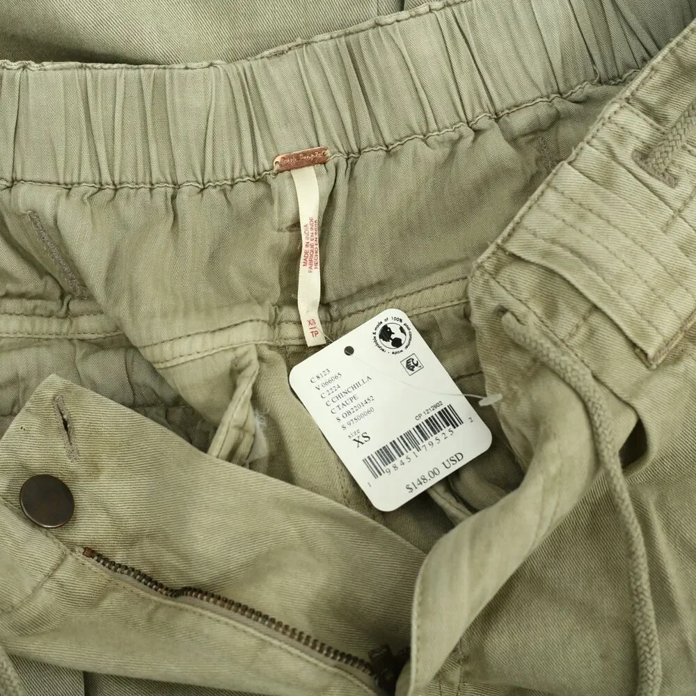 Free People Julien Wide-Leg Chino Trouser Pants Cotton Zip XS 288477